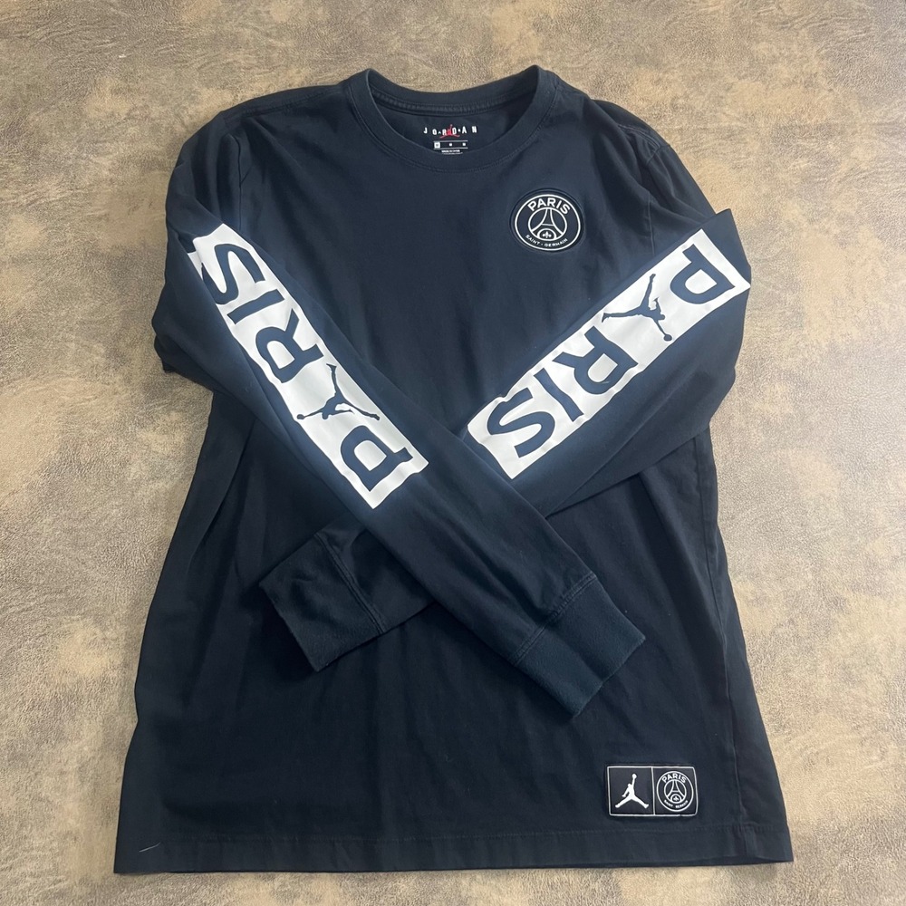 Air Jordan x Paris Saint-Germain Long Sleeve T-Shirt Mens M Black PSG Soccer